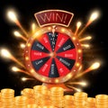 Realistic 3d spinning fortune wheel, lucky roulette vector illustration Royalty Free Stock Photo