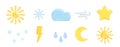 Realistic 3d Sun, Moon, rain, cloud, star, snow, wind, lightning. Decorative 3d design set of weather forecast elements, icon Royalty Free Stock Photo