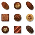 Realistic 3d Chocolate Candies Set. Vector