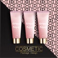 Realistic 3D template design cosmetics packaging.