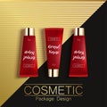 Realistic 3D template design cosmetics packaging.