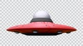 Realistic unidentified flying object isolated on transparent background. Vector illustration