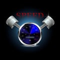 Realistic 3D vector, racing background, speedometer and pistons.