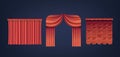 Realistic 3d Vector Velvet Red Theater Curtains, Rich And Heavy, Frame The Stage With A Dramatic Allure Royalty Free Stock Photo