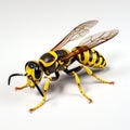 Realistic 3d Wasp On White Background - Precisionism Inspired Rendering