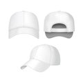 Realistic 3d White Baseball Cap Set. Vector Royalty Free Stock Photo