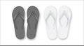 Realistic 3d White and Black Blank Empty Flip Flop Closeup Isolated on White Background. Design Template of Summer Beach Royalty Free Stock Photo