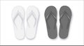 Realistic 3d White and Black Blank Empty Flip Flop Closeup Isolated on White Background. Design Template of Summer Beach Royalty Free Stock Photo