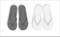 Realistic 3d White and Black Blank Empty Flip Flop Closeup Isolated on White Background. Design Template of Summer Beach Royalty Free Stock Photo