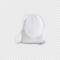 Realistic 3d white blank bag and backpack with drawstring on a transparent background
