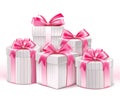 Realistic 3D White Gifts with Colorful Gold Ribbons Royalty Free Stock Photo