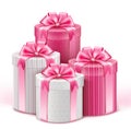 Realistic 3D White Gifts with Colorful Gold Ribbons Royalty Free Stock Photo