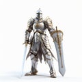 Realistic 3d White Knight With Sword - Transparent And Luminous Design