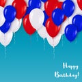 Realistic 3d White Red Blue Mettallic Balloons Flying for Party and Celebrations.T Royalty Free Stock Photo