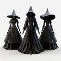 Realistic 3d Witch Halloween Costumes On White Background
