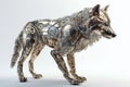 Realistic 3D Wolf Robot: Rococo Styling and Cinematic Lighting on Transparent Body