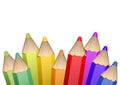 Realistic 3d wooden color pencils. Royalty Free Stock Photo
