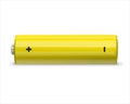 Realistic 3d yellow battery, environmental alternative energy. Battery type AA