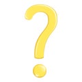 Realistic 3d yellow question mark. Decorative 3d ask element, question cross symbol, help or support icon. Abstract vector