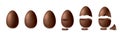 Realistic dark chocolate sweet cracked egg set isolated vector Royalty Free Stock Photo