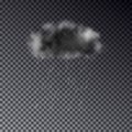 Realistic dark cloud with rain isolated on transparent background. Raincloud with raindrops in the