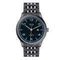 Realistic dark steel watch clock blue