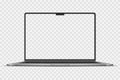 Realistic Darkgrey Notebook with Transparent Screen Isolated. Laptop. Open Display