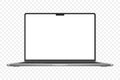 Realistic Darkgrey Notebook with Transparent Screen Isolated. Laptop. Open Display
