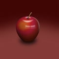 3D Realistic Delicious Red Apple against dark red background. Stunning look.