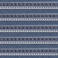 Realistic denim seamless texture with white lace sewn.