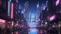 Realistic Depiction of Cyberpunk Landscape For Background