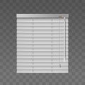 Realistic Depiction Of White Window Blinds With Adjustable Slats And Pull Cord System. Realistic 3d Vector Design Royalty Free Stock Photo