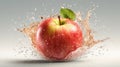 Realistic Deseret Apple Slice Falling With Water Splash Royalty Free Stock Photo
