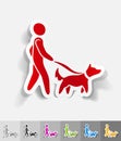 Realistic design element. walking the dog