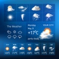 Realistic design for a mobile weather forecast application Royalty Free Stock Photo