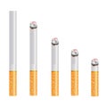 Realistic design of 5 various sizes of cigarette.