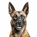 Realistic Detailed Charcoal Drawing Of Belgian Malinois Dog