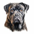 Realistic Detailed Charcoal Drawing Of A Cane Corso Dog