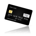 Realistic detailed credit card with black abstract design isolated on white background Royalty Free Stock Photo