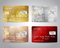 Realistic detailed credit cards set