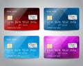 Realistic detailed credit cards set