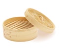 Realistic Detailed 3d Bamboo Steamer with Lid. Vector