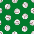 Realistic Detailed 3d Baseball Leather Ball Seamless Pattern Background. Vector