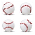 Realistic Detailed 3d Baseball Leather Ball Set. Vector