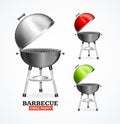 Realistic Detailed 3d Bbq or Barbecue Grill Set. Vector