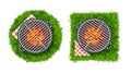 Realistic Detailed 3d Bbq or Barbecue Grill Set on Vibrant Green Grass. Vector