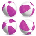 Realistic Detailed 3d Beach Ball Set. Vector Royalty Free Stock Photo