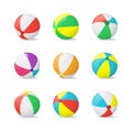 Realistic Detailed 3d Beach Balls Set. Vector Royalty Free Stock Photo