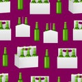 Realistic Detailed 3d Beer Bottles Pack Seamless Pattern Background. Vector Royalty Free Stock Photo