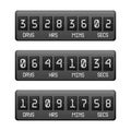 Realistic Detailed 3d Black Countdown Timer on a Black. Vector